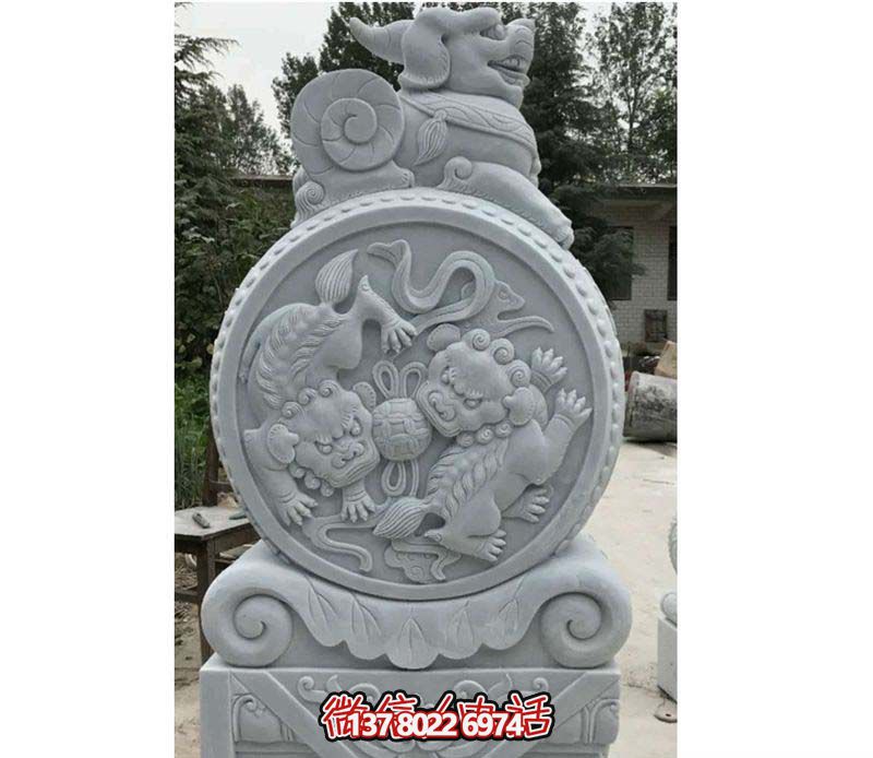 精美大理石抱鼓石雕塑，點綴園林景觀