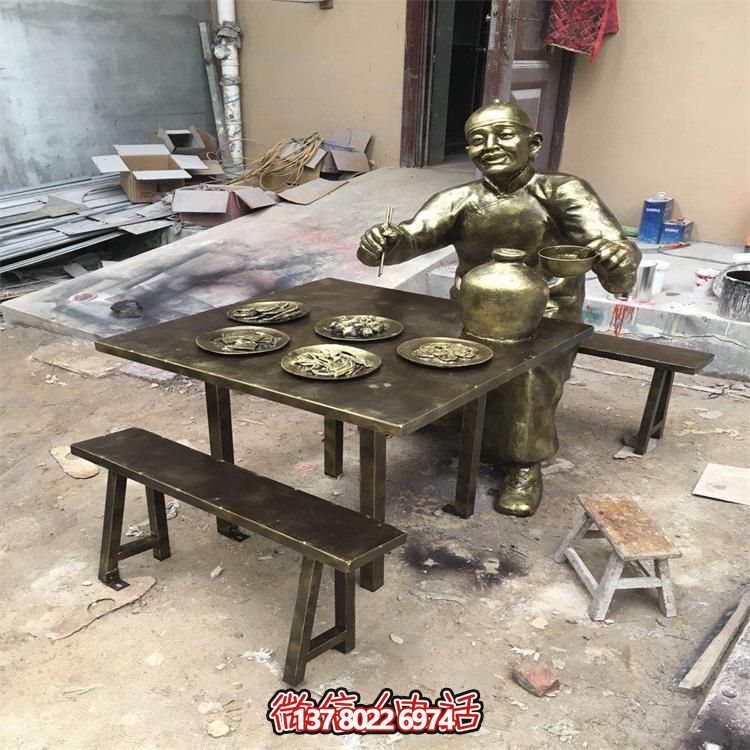 玻璃鋼仿銅人物雕塑擺件，高雅裝點戶外園林