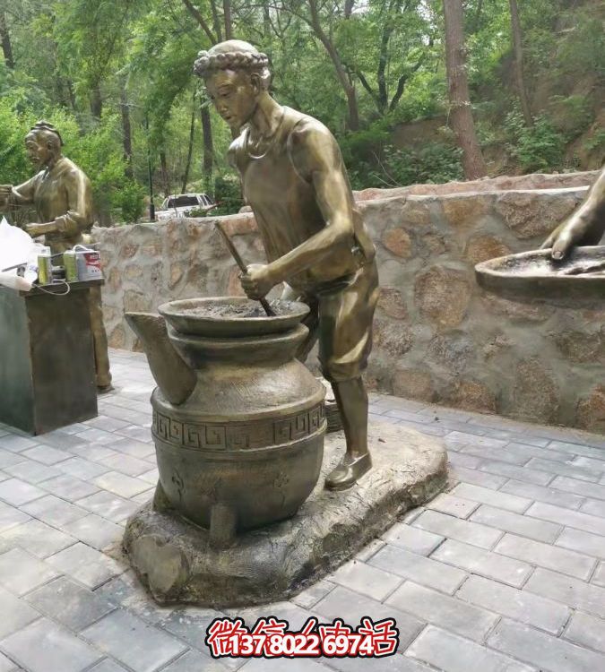 仿銅情景人物玻璃鋼雕塑，環(huán)境美化街道戶外小品