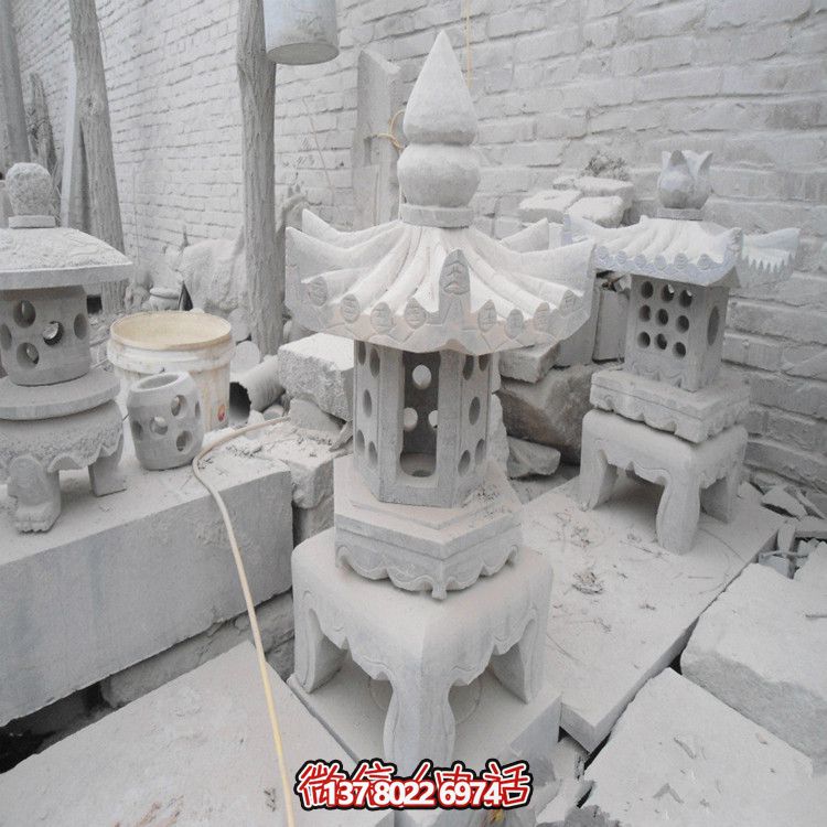 精美石燈鏤空大理石裝飾擺件，點(diǎn)亮你的漢白玉庭院
