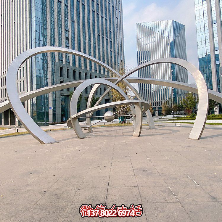 不銹鋼雕塑梅花鹿，現代幾何園林景觀裝飾