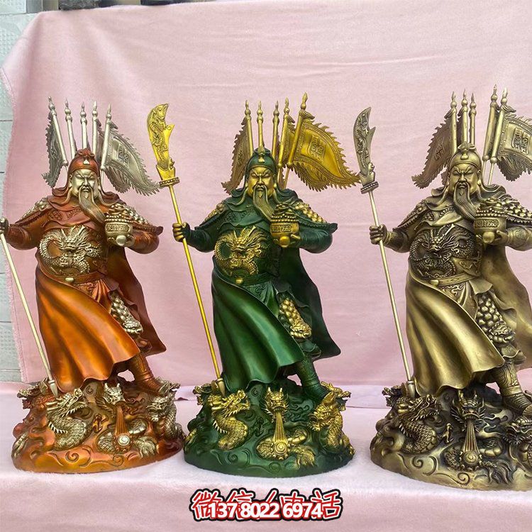 銅雕關公擺件，家居供奉雕塑裝飾