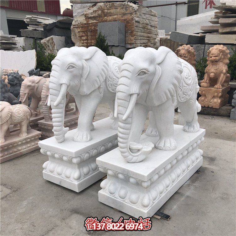 大理石石雕大型動(dòng)物雕塑，點(diǎn)綴庭院別墅門口