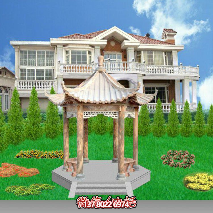 中式風(fēng)格涼亭，寧靜休息，美景欣賞