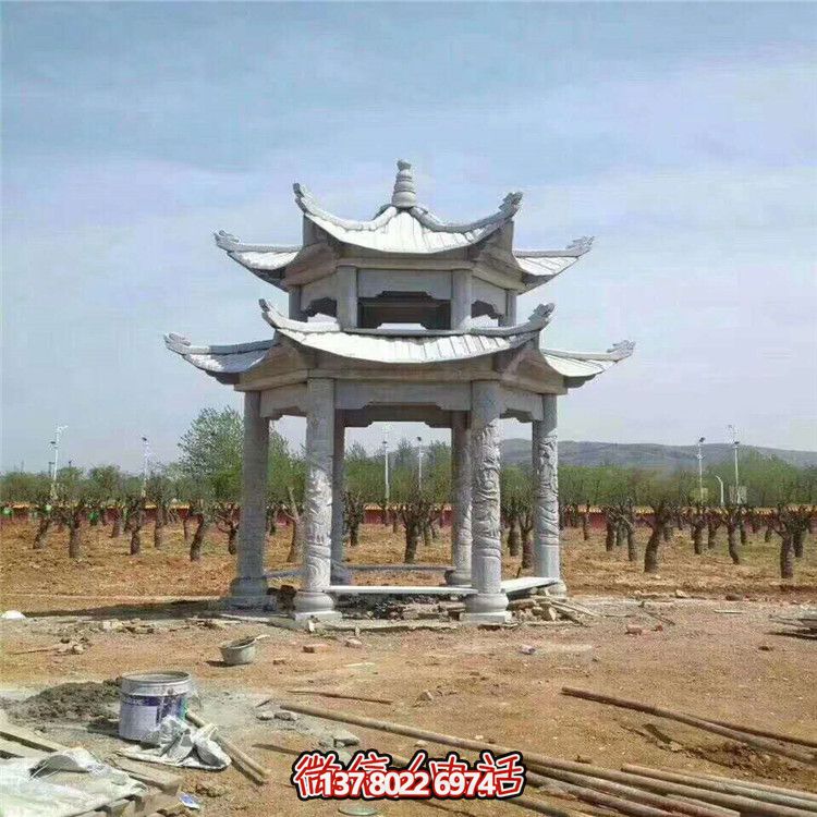 雙層雕塑涼亭，為景區(qū)、園林、戶外環(huán)境提供視覺美感