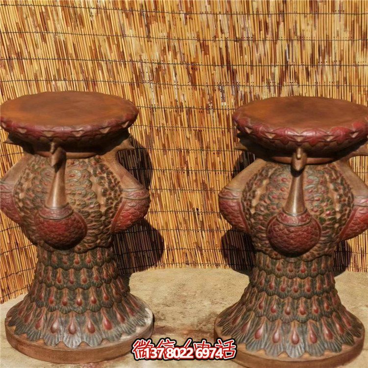 手工民俗精美青石孔雀花幾花架，打造寧?kù)o優(yōu)雅的庭院室內(nèi)擺件