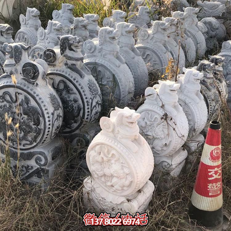 仿古青石獅子抱鼓石擺件，鎮(zhèn)宅庭院門口裝飾