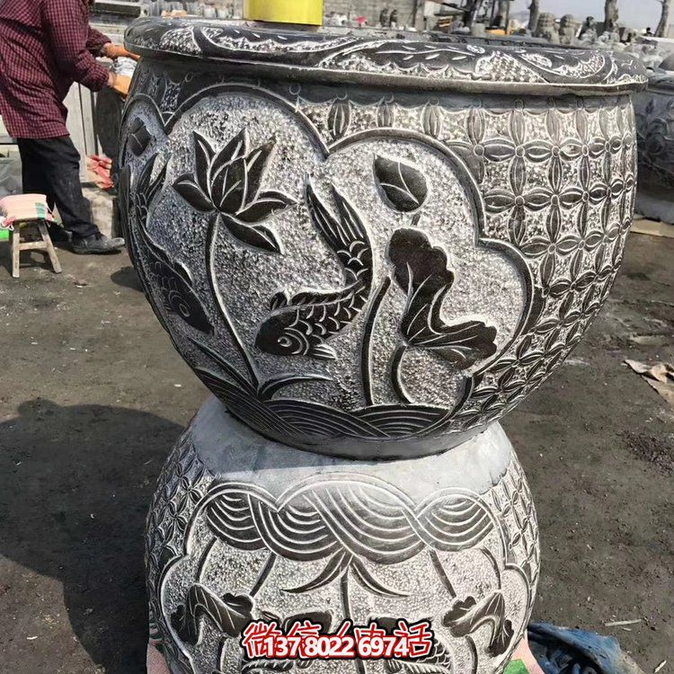 古典中式仿古石雕花盆，為您的庭院增添古風(fēng)雅致