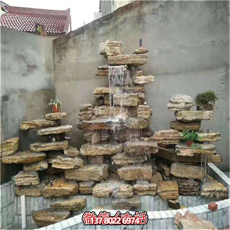 大型立式層流水假山石造景，給你驚艷的室外庭院廣場(chǎng)