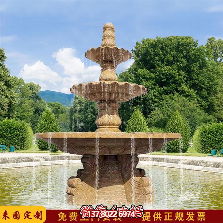 流水紅晚霞，石雕戶外景區(qū)擺件