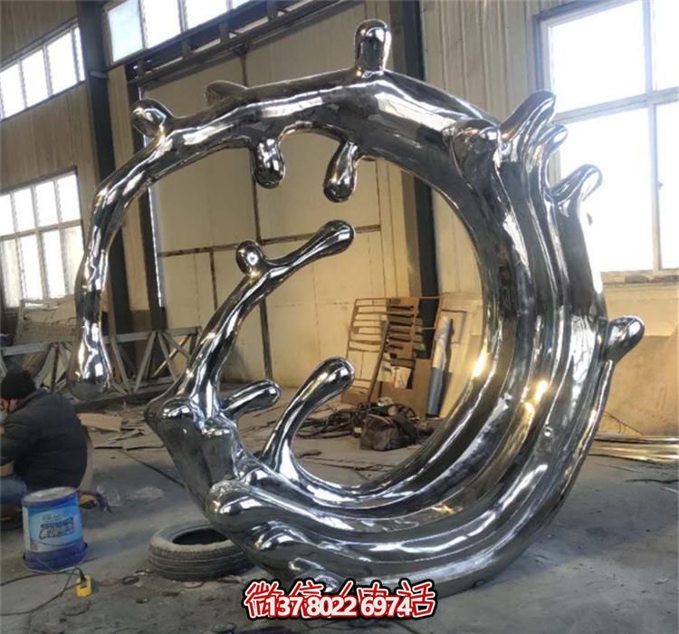 不銹鋼海浪雕塑，鏡面裝飾公園