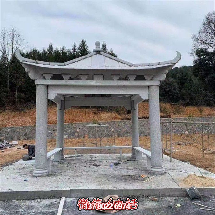 獨(dú)具魅力的石雕涼亭，點(diǎn)綴園林景觀