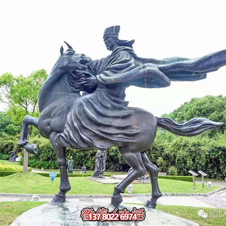 古典仿銅騎馬雕塑，玻璃鋼創(chuàng)意廣場裝飾