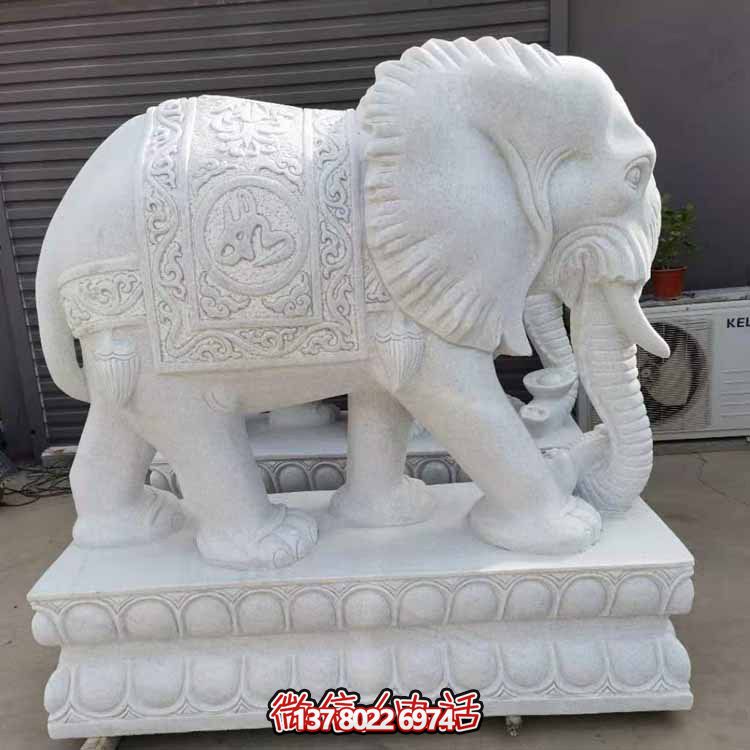 漢白玉雕塑藝術(shù)，景觀裝置招財(cái)大象