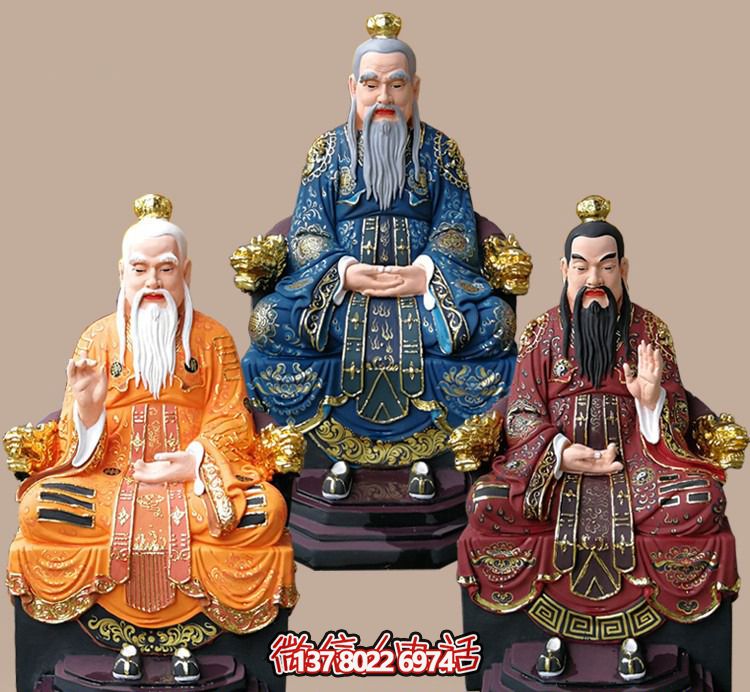 玻璃鋼老子三清尊神佛像，精美彩繪全景展示梵形神寶君