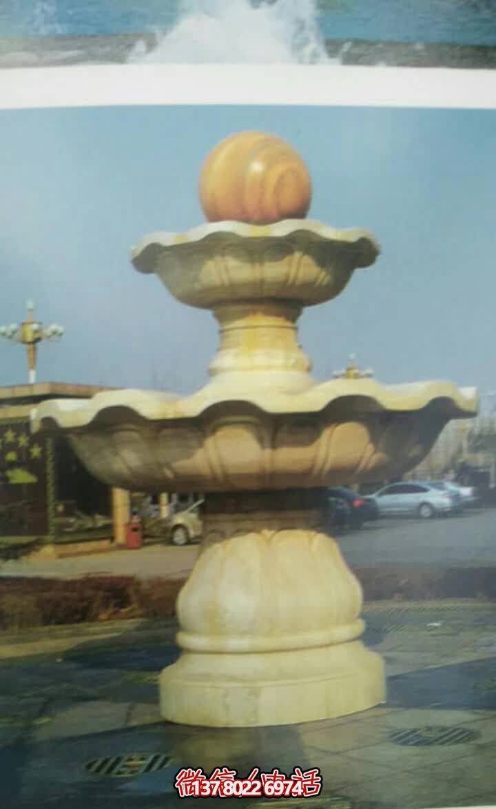 大理石雙層風(fēng)水球噴泉，為景觀公園添彩雕塑