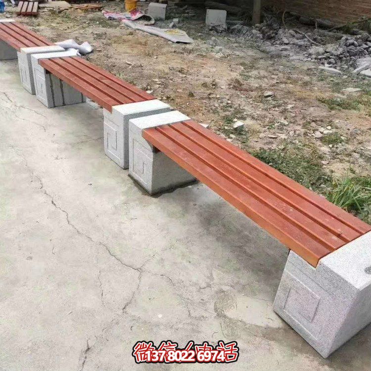 大理石仿木形石凳，點(diǎn)綴校園草坪