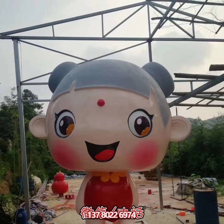廣場(chǎng)裝飾大型玻璃鋼彩繪卡通福娃雕像