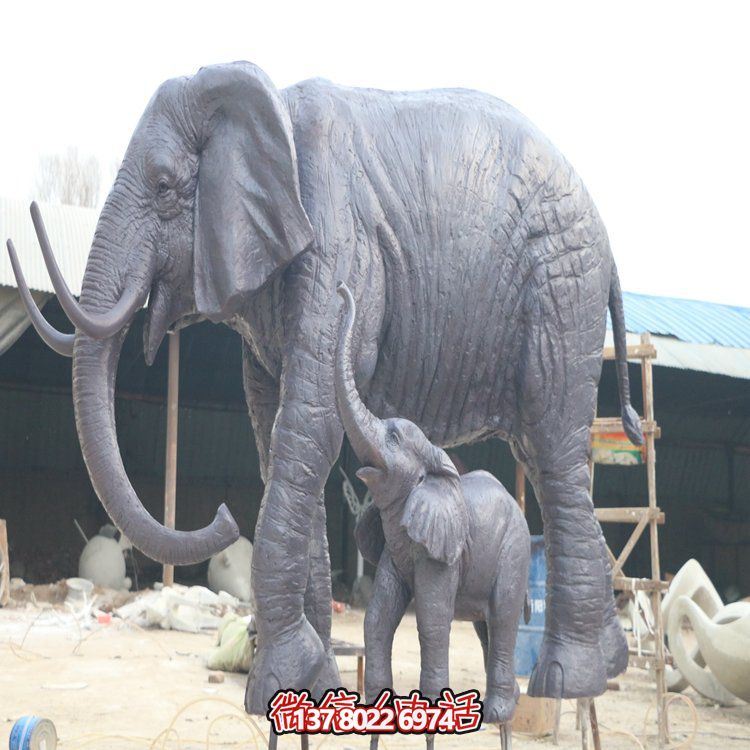 玻璃鋼母子象，大象雕塑