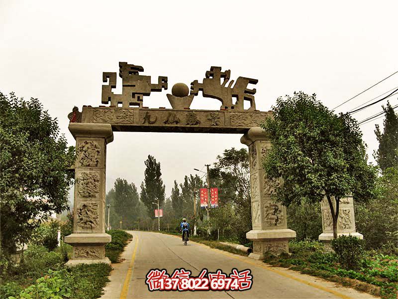 景區(qū)石柱浮雕創(chuàng)意單門石牌坊 景區(qū)石柱浮雕創(chuàng)意單門石牌坊