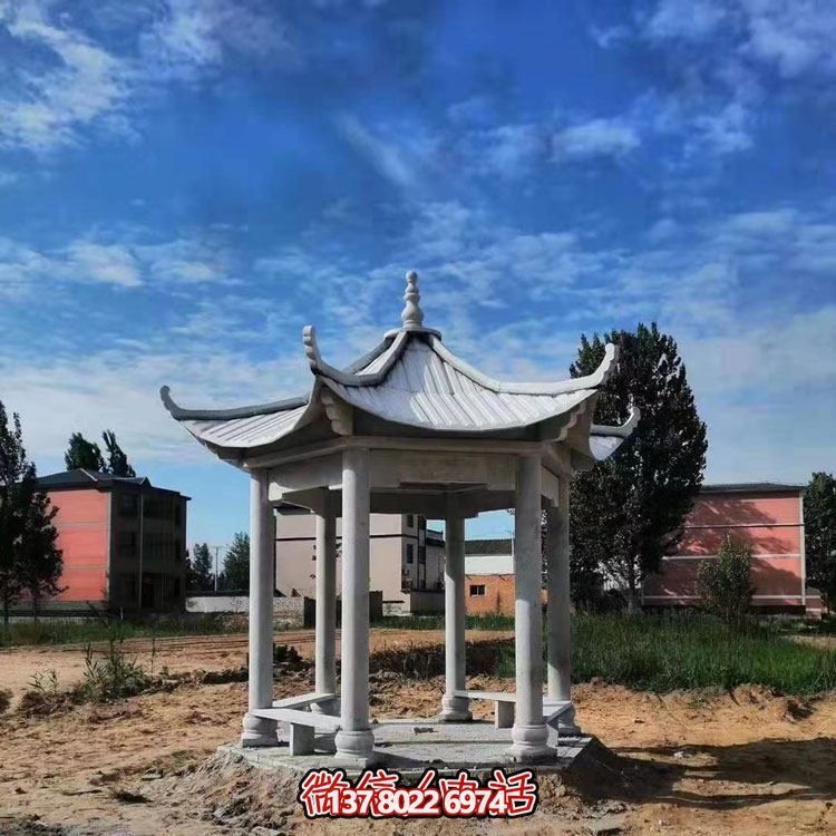 仿古石雕中式六角涼亭戶(hù)外園林景觀雕塑