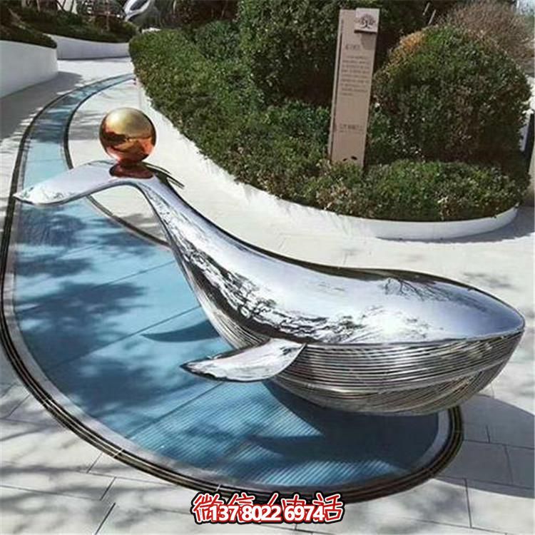 不銹鋼鏡面廣場大型海洋動(dòng)物景觀鯨魚