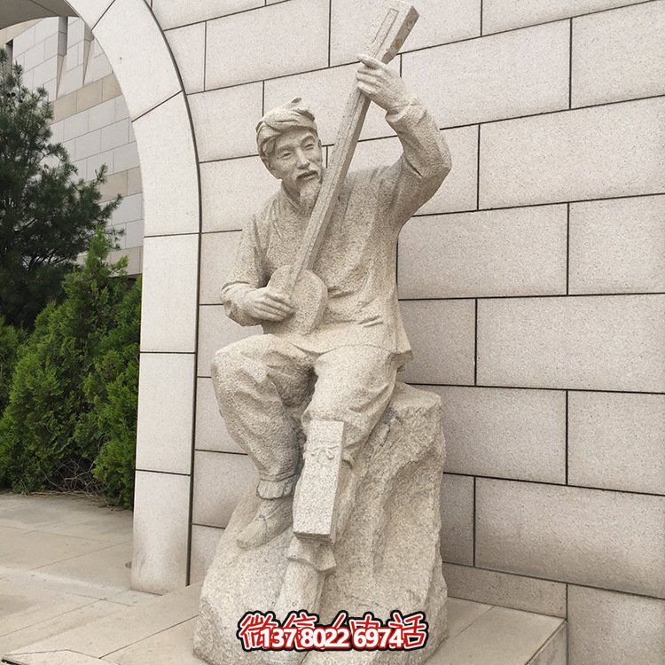 戶外園林大理石石雕彈奏樂(lè)器的人物景觀