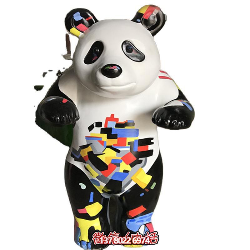 熊貓雕塑-商業(yè)街學校擺放卡通創(chuàng)意熊貓玻璃鋼雕塑