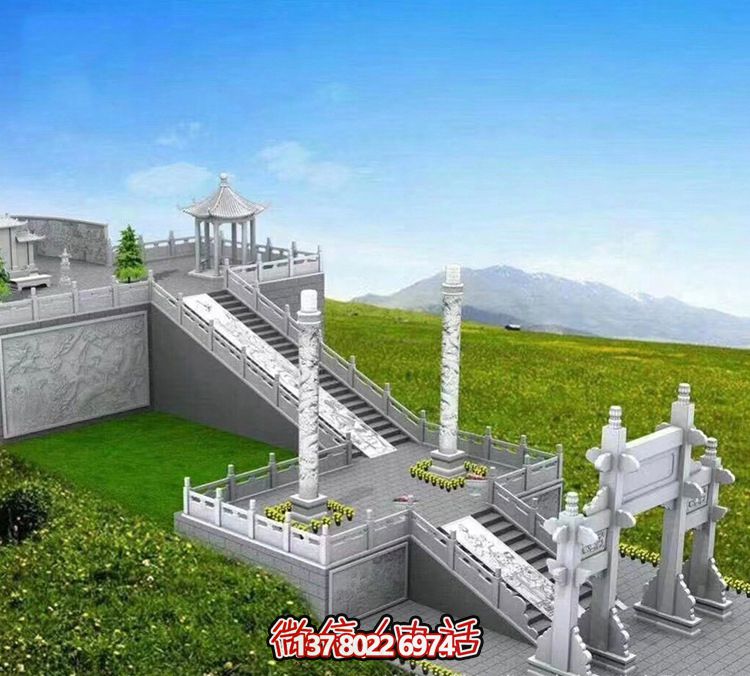 墓園擺放大理石華表柱的雕刻 墓園擺放大理石華表柱的雕刻