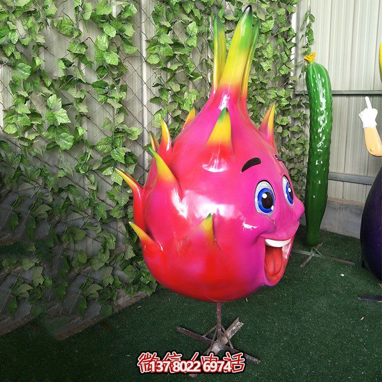 玻璃鋼火龍果，火龍果卡通公仔