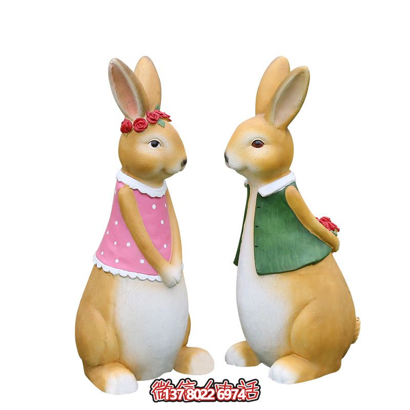 室內(nèi)一對樹脂彩繪兔子雕塑 室內(nèi)一對樹脂彩繪兔子雕塑