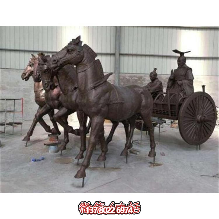 景區(qū)景點(diǎn)創(chuàng)意玻璃鋼仿銅園林馬車(chē)雕塑