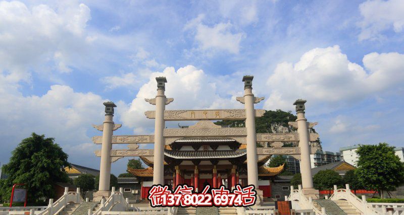 寺廟三門簡(jiǎn)易石華表石柱牌坊雕塑