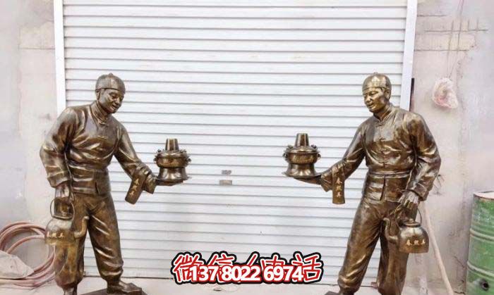 火鍋雕塑-飯店門口賣火鍋人物彩繪玻璃鋼仿銅雕塑 火鍋雕塑-飯店門口賣火鍋人物彩繪玻璃鋼仿銅雕塑