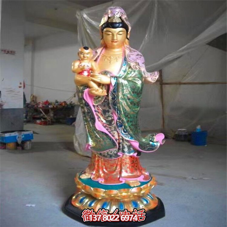 景點(diǎn)寺廟玻璃鋼彩繪送子觀音雕塑 景點(diǎn)寺廟玻璃鋼彩繪送子觀音雕塑