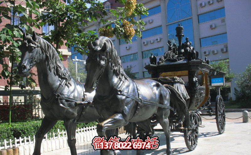 學校景區(qū)鑄造青銅馬車雕塑 學校景區(qū)鑄造青銅馬車雕塑