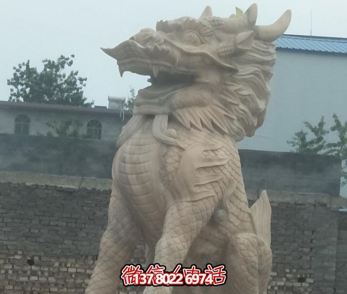 大理石石雕神獸庭院別墅麒麟雕塑 大理石石雕神獸庭院別墅麒麟雕塑