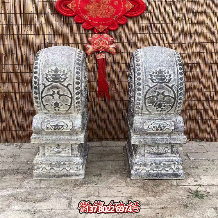 青石仿古抱鼓石，大理石古建大門門墩