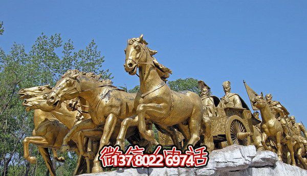 博物館廣場(chǎng)仿古漆金黃銅馬車(chē)雕塑 博物館廣場(chǎng)仿古漆金黃銅馬車(chē)雕塑
