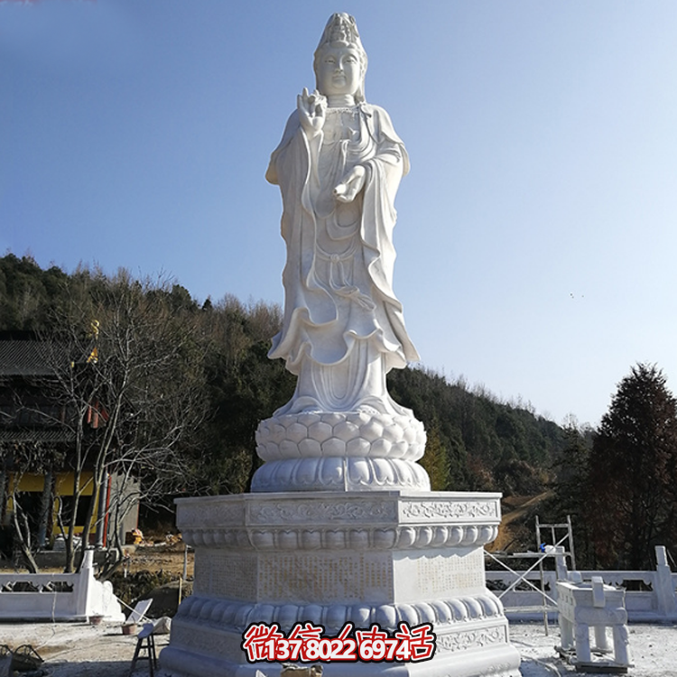觀音佛像，漢白玉滴水觀音石雕石像