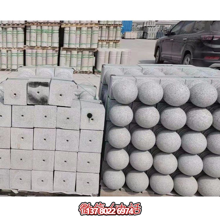 天然花崗巖雕刻擋車(chē)石球?qū)W校廣場(chǎng)門(mén)口擺件