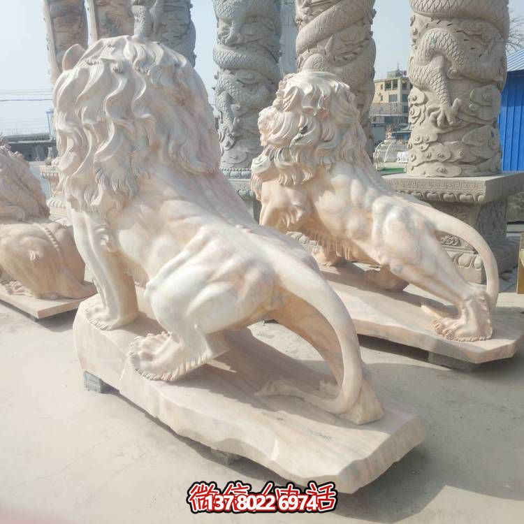 大理石石雕庭院工廠(chǎng)大型石獅子雕塑
