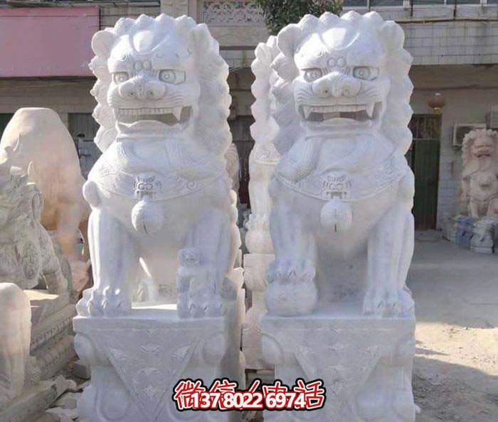 祠堂漢白玉石雕一對(duì)看大門(mén)口的鎮(zhèn)宅獅子雕塑 祠堂漢白玉石雕一對(duì)看大門(mén)口的鎮(zhèn)宅獅子雕塑