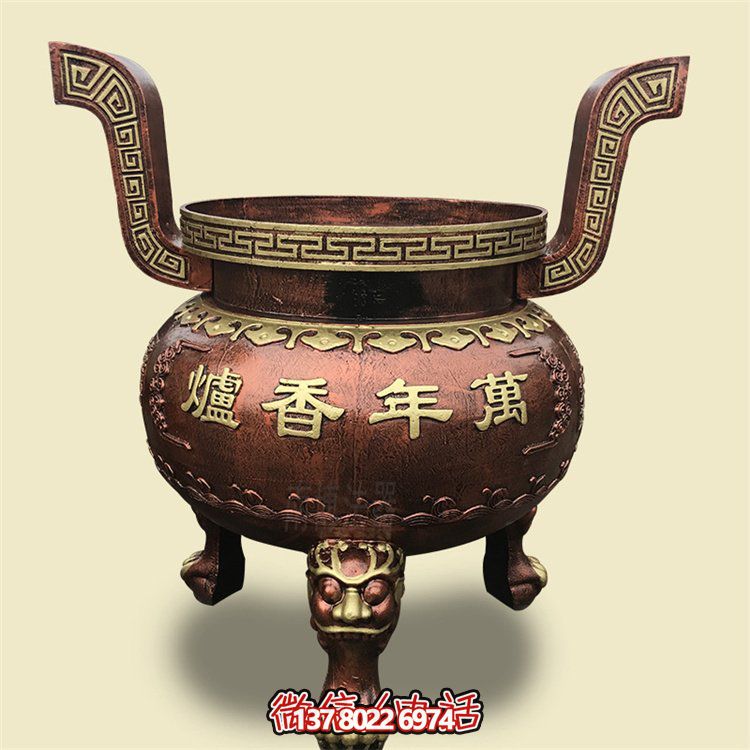 家用銅雕上香祈福鼎，香爐雕塑