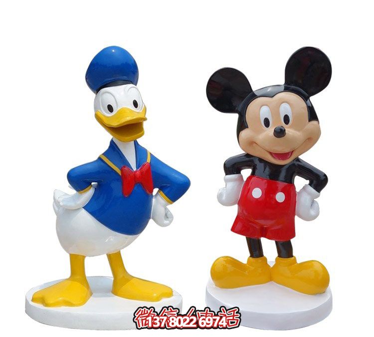 電影院一對(duì)俏皮的玻璃鋼米老鼠與唐老鴨雕塑